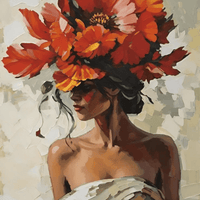 Elegant Woman with Floral Hat Canvas Wall Art - Memories InsiteWOMEN WITH FLORAL HAT FRAME -DARK WOOD