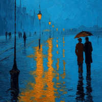 Romantic Rain Street Canvas Wall Art - Memories InsiteRAIN STREET FRAME CANVES - STRECHED