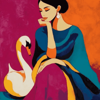 Elegant Lady with Swan Canvas Painting - Memories InsiteLADY WITH SWAN CANVAS - STRECHED