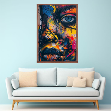 Colorful Graffiti Face Canvas Painting