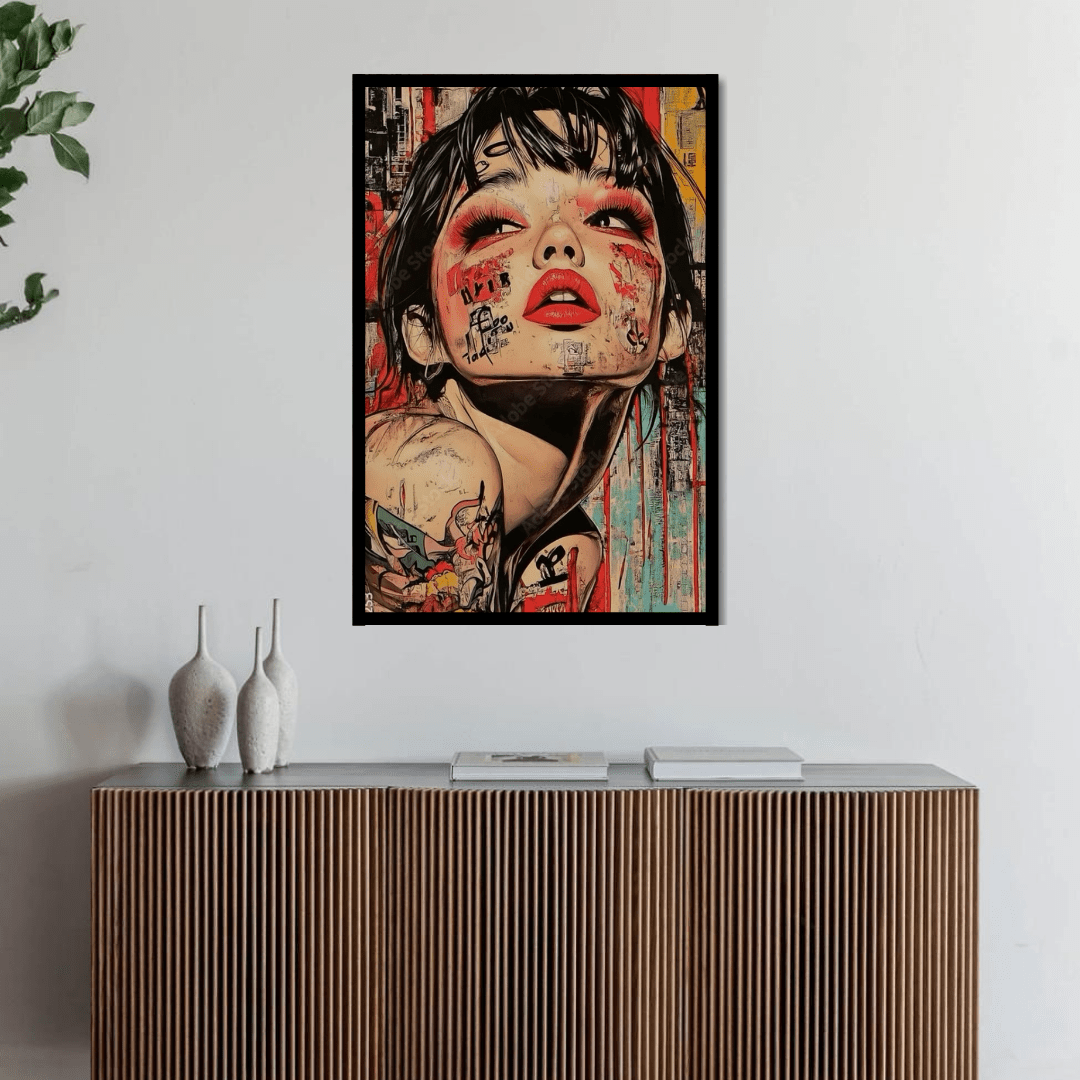 Abstract Woman Portrait Graffiti Canvas Wall Art - Memories InsiteABSTRACT WOMEN PORTRAIT GRAFFITI CANVAS WALL ART - STRECHED