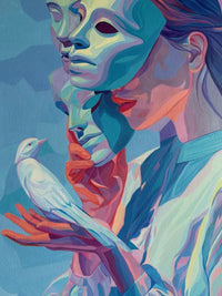 Abstract Surreal Woman Canvas Wall Art | Modern Conceptual Portrait Painting