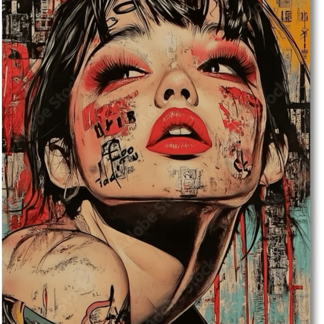 Abstract Woman Portrait Graffiti Canvas Wall Art - Memories InsiteABSTRACT WOMEN PORTRAIT GRAFFITI CANVAS WALL ART - STRECHED