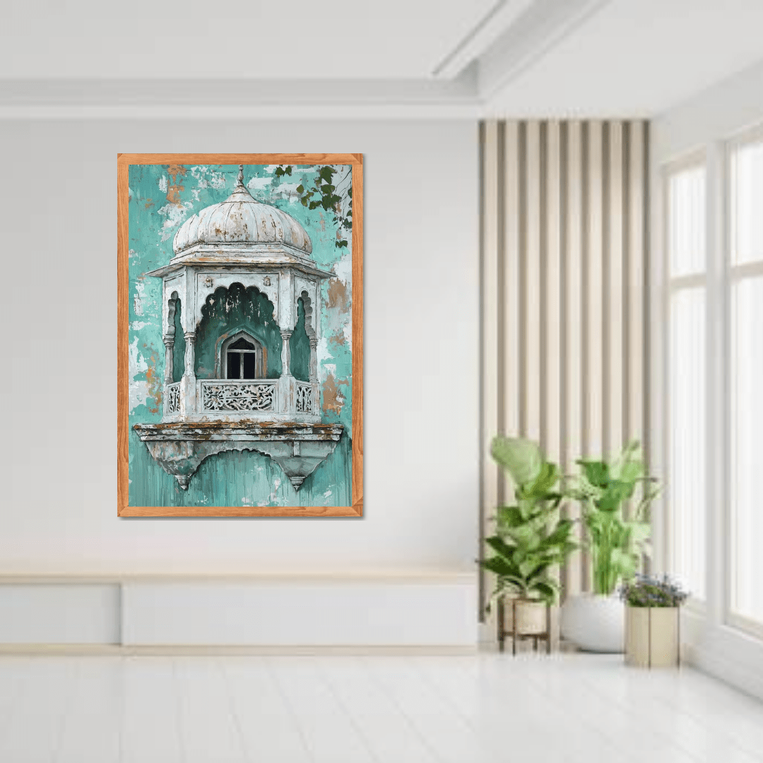 Vintage Jharokha Window Canvas Wall Art - Memories Insite