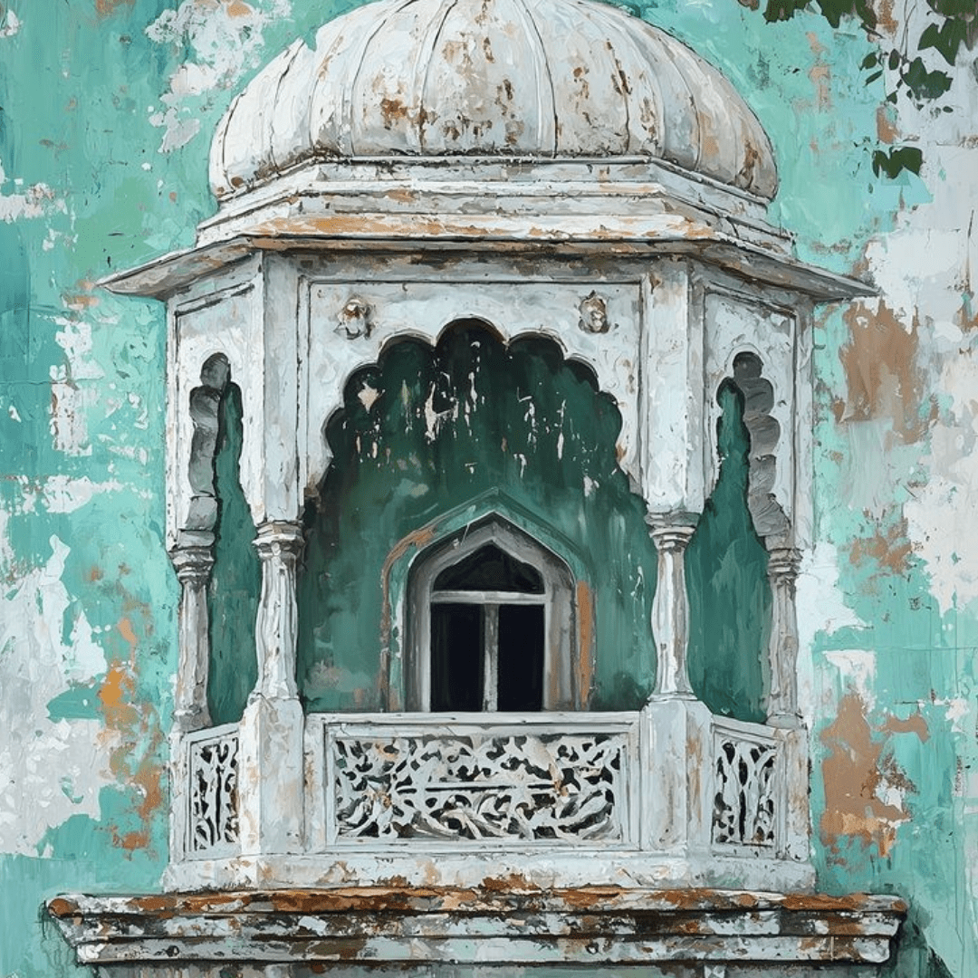 Vintage Jharokha Window Canvas Wall Art - Memories Insite