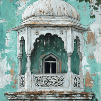 Vintage Jharokha Window Canvas Wall Art - Memories Insite