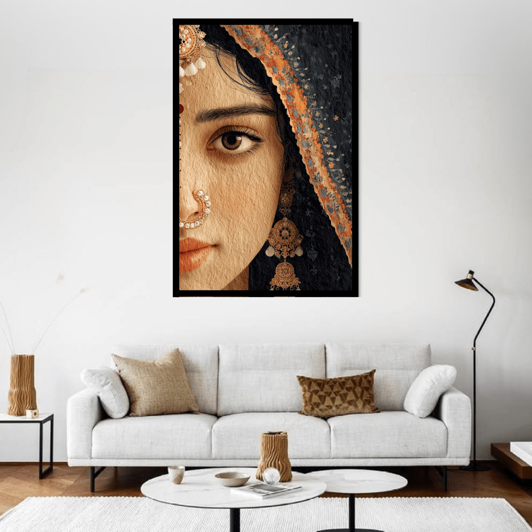 Traditional Indian Woman Portrait Canvas Wall Art - Memories Insite