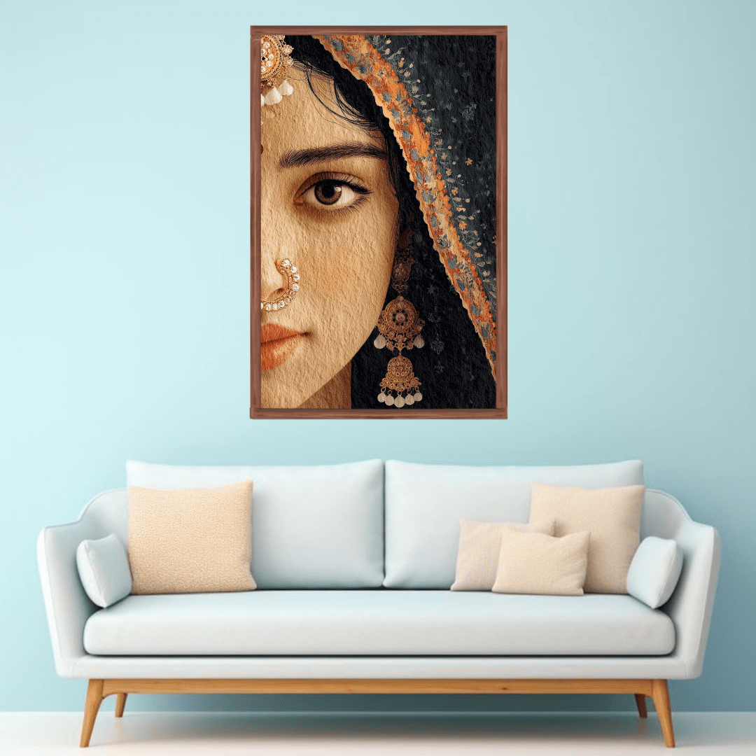 Traditional Indian Woman Portrait Canvas Wall Art - Memories Insite