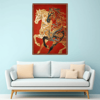 Royal Horse Canvas Painting with Gold Detailing