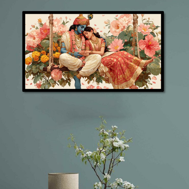 Radha Krishna Jhula Canvas Wall Art