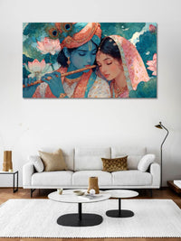Radha Krishna Canvas Wall Art | Romantic Hindu God Painting