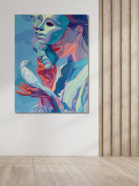 Abstract Surreal Woman Canvas Wall Art | Modern Conceptual Portrait Painting