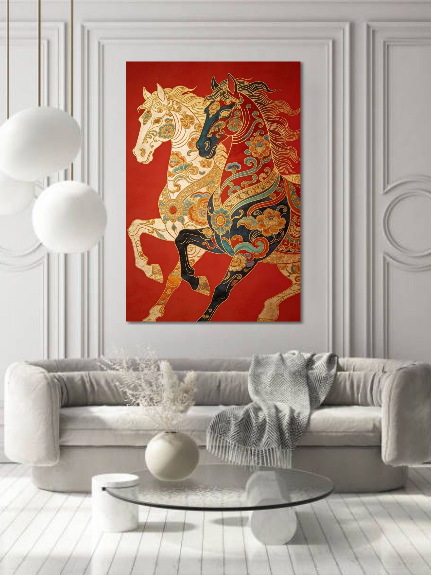 Royal Horse Canvas Wall Art | Traditional Decorative Horse Painting