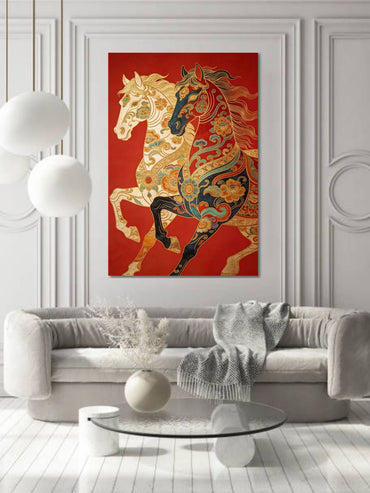 Royal Horse Canvas Wall Art | Traditional Decorative Horse Painting