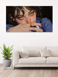 Aesthetic Anime Girl Canvas Wall Art | Moody Portrait Painting