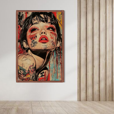 Abstract Woman Portrait Graffiti Canvas Wall Art