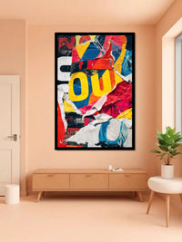 Abstract Urban Collage Canvas Wall Art | Colorful Typography Pop Art Painting