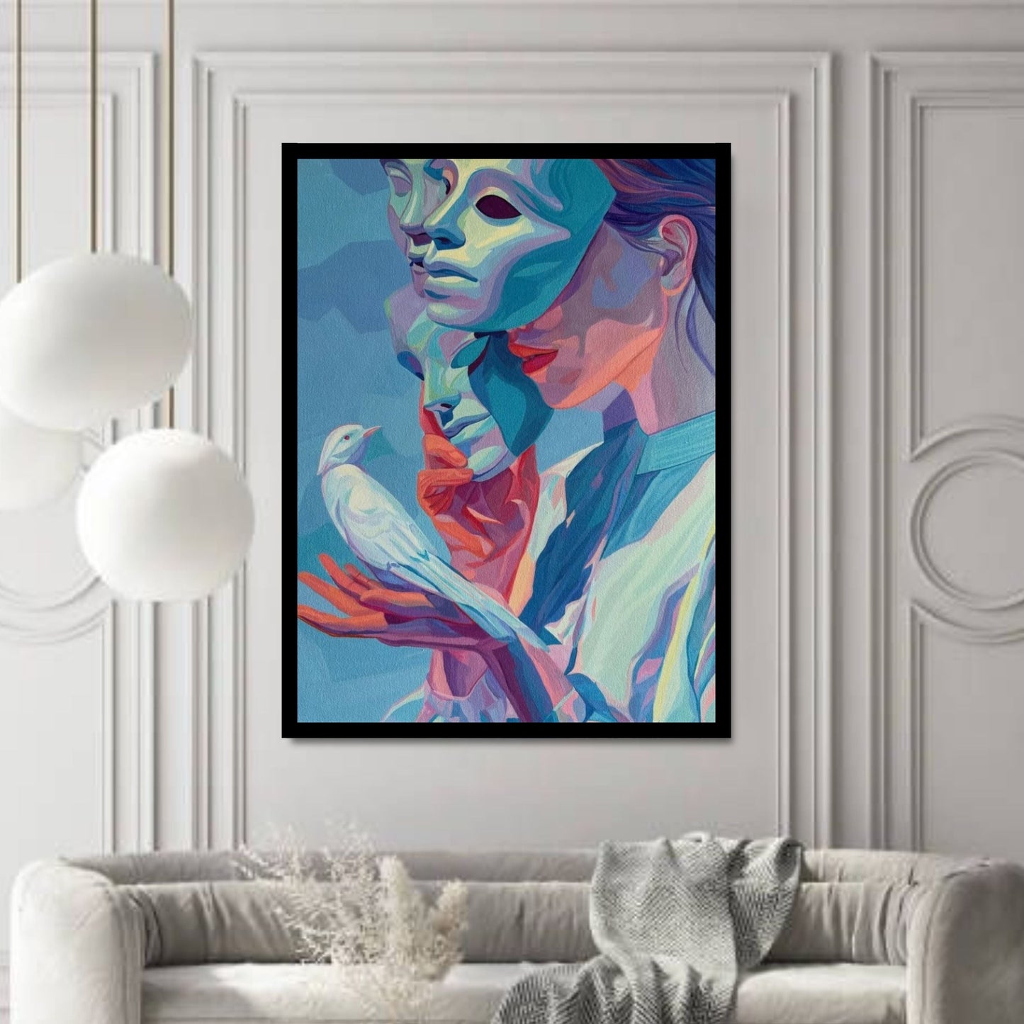 Abstract Surreal Woman Canvas Wall Art | Modern Conceptual Portrait Painting