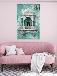 Vintage Jharokha Window Canvas Wall Art | Indian Heritage Architecture Painting