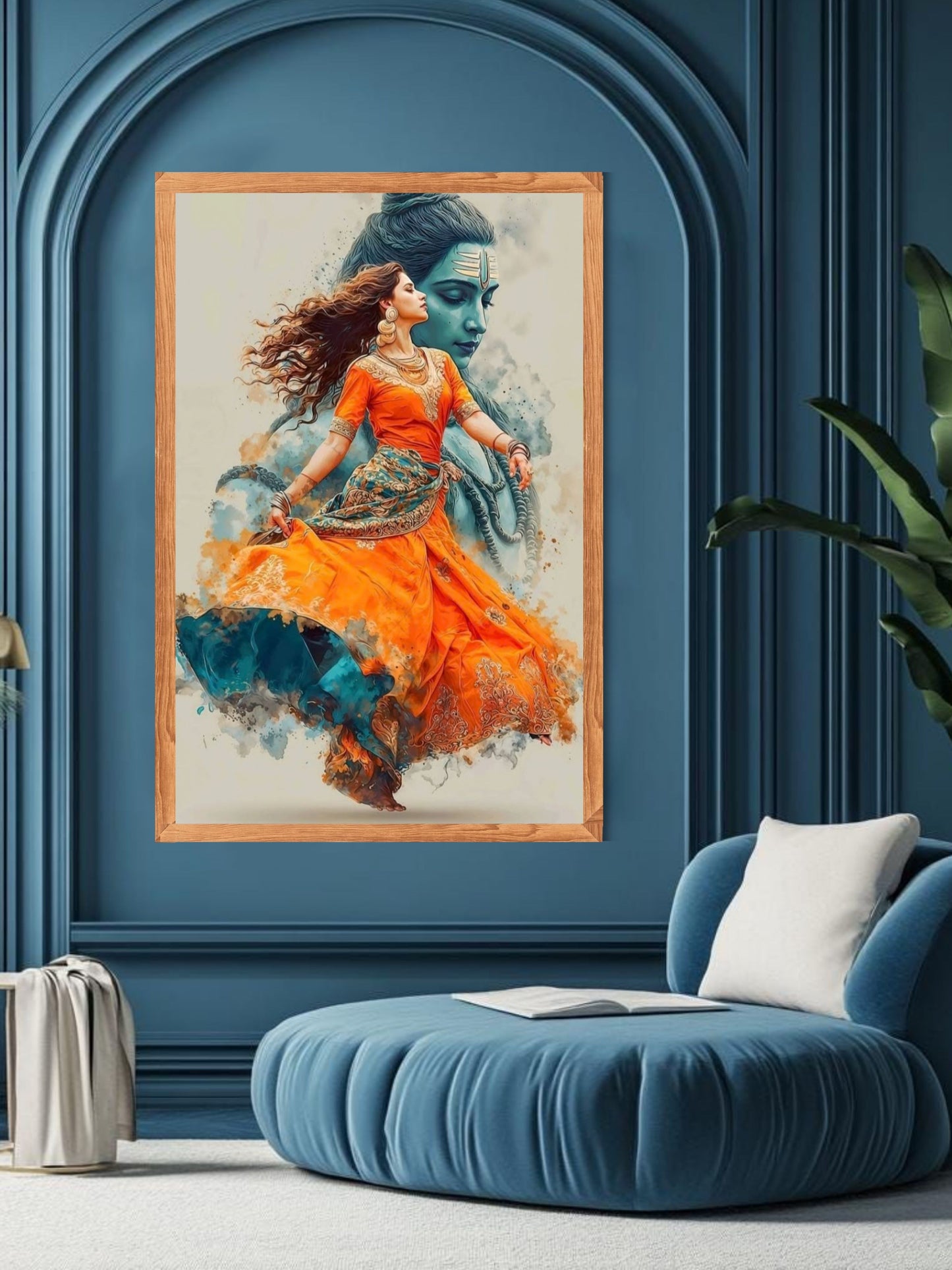 Shiv Tandav Dance Canvas Wall Art | Lord Shiva & Classical Dancer Painting