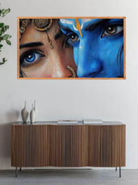 Radha Krishna Close-Up Canvas Wall Art | Divine Eyes Spiritual Painting