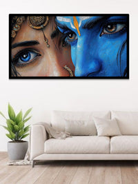 Radha Krishna Close-Up Canvas Wall Art | Divine Eyes Spiritual Painting