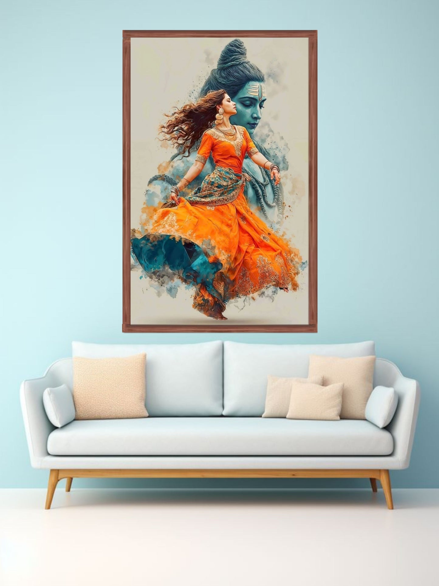 Shiv Tandav Dance Canvas Wall Art | Lord Shiva & Classical Dancer Painting