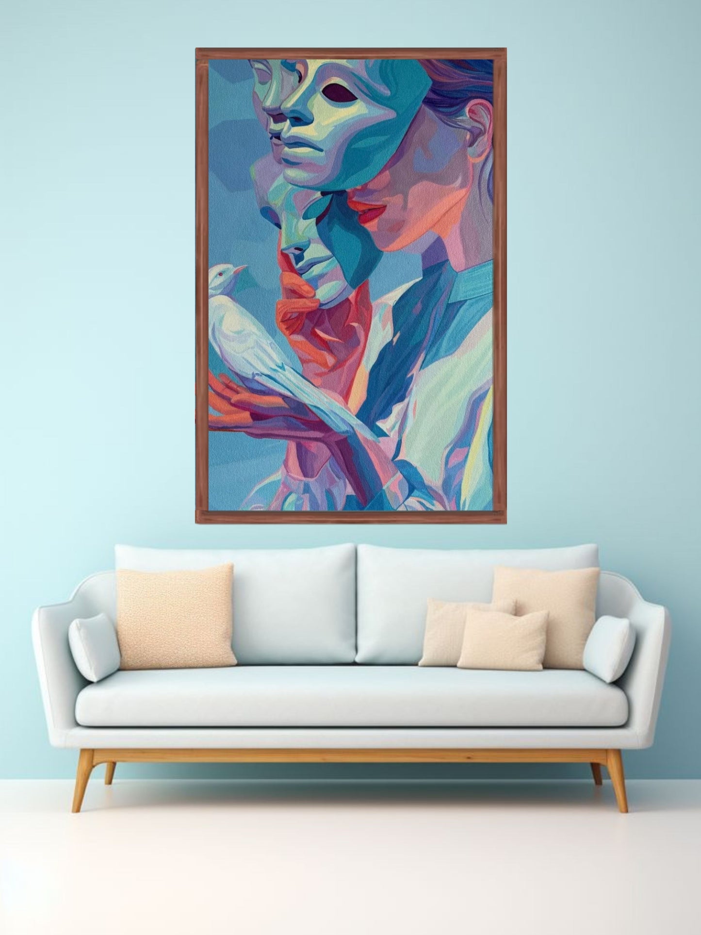 Abstract Surreal Woman Canvas Wall Art | Modern Conceptual Portrait Painting