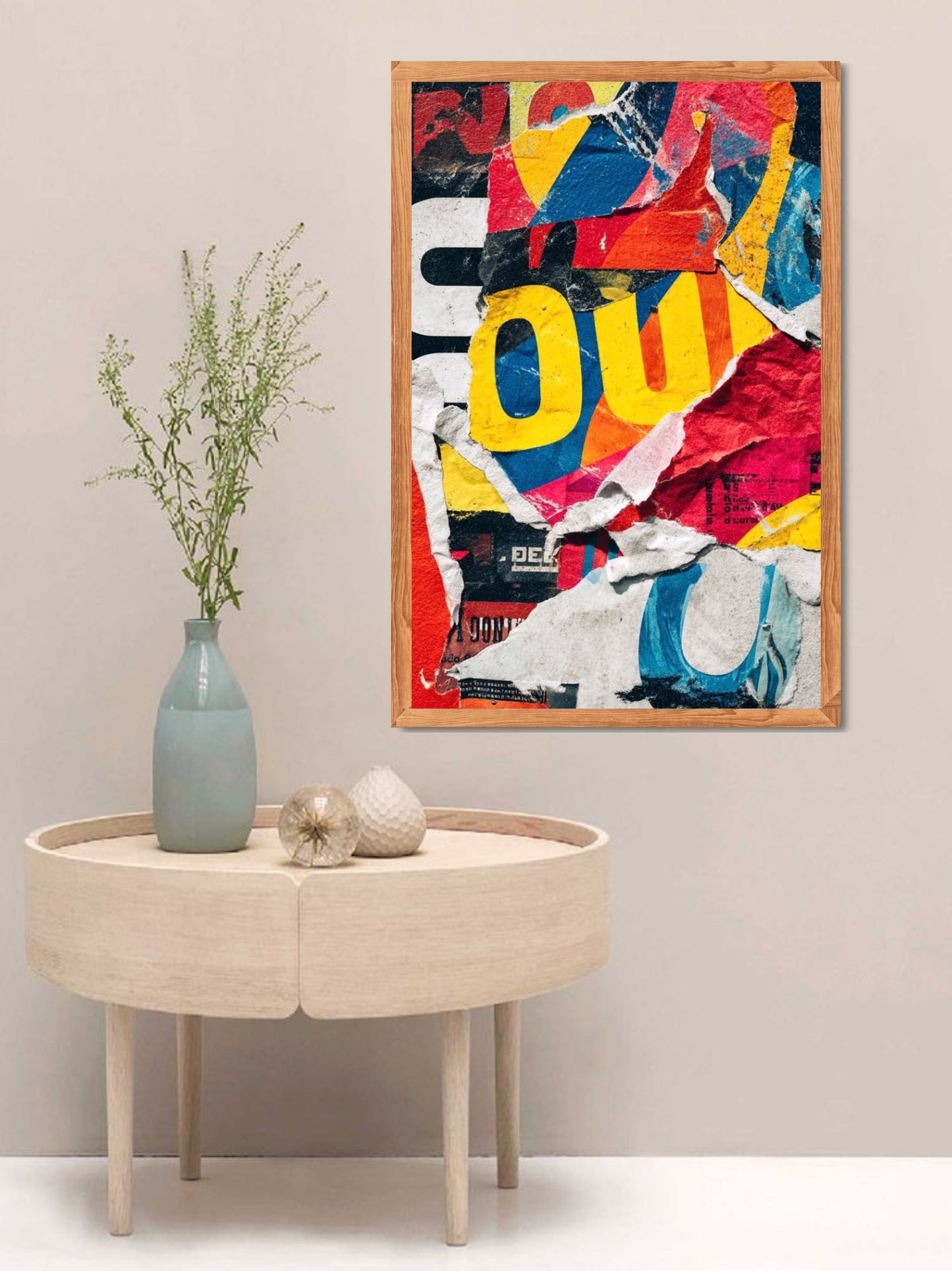 Abstract Urban Collage Canvas Wall Art | Colorful Typography Pop Art Painting