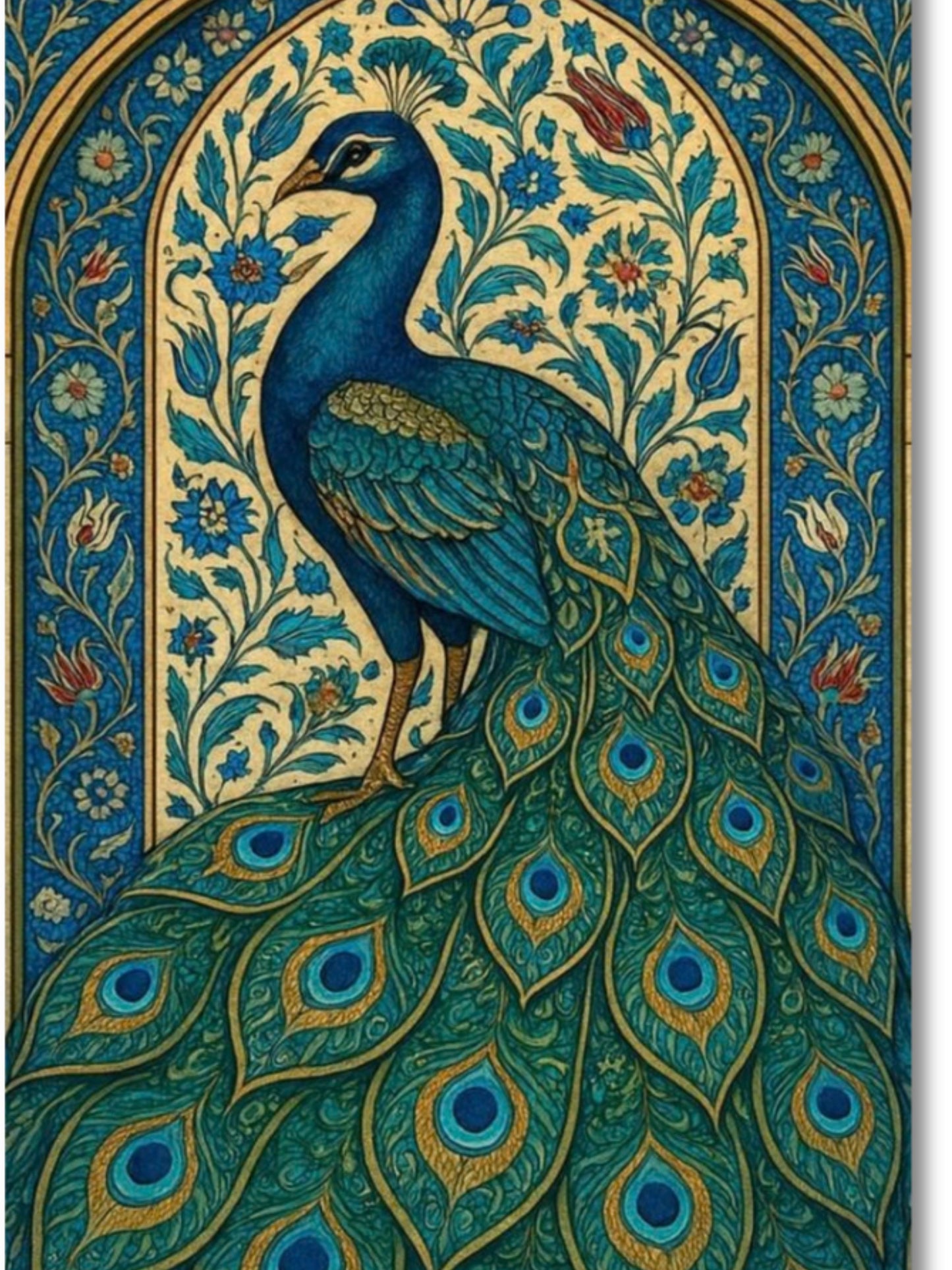 Royal Peacock Canvas Wall Art | Traditional Indian Bird Painting