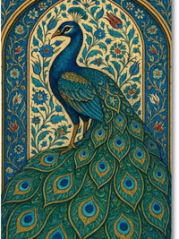 Royal Peacock Canvas Wall Art | Traditional Indian Bird Painting