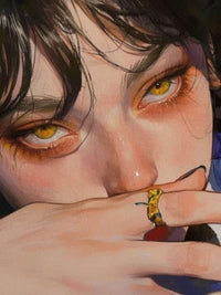 Aesthetic Anime Girl Canvas Wall Art | Moody Portrait Painting