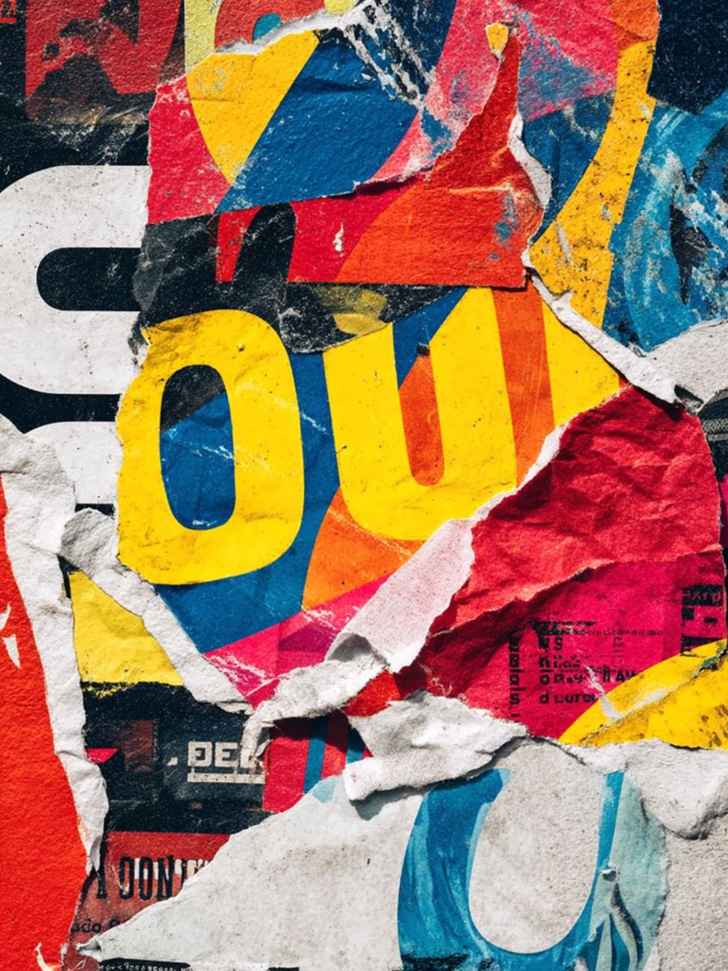 Abstract Urban Collage Canvas Wall Art | Colorful Typography Pop Art Painting