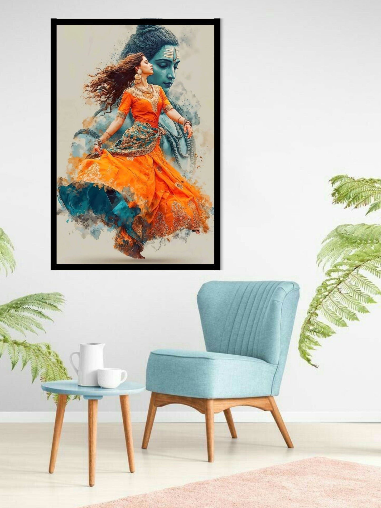 Shiv Tandav Dance Canvas Wall Art | Lord Shiva & Classical Dancer Painting