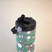 Jolly Santa & Reindeer Green Christmas Tumbler