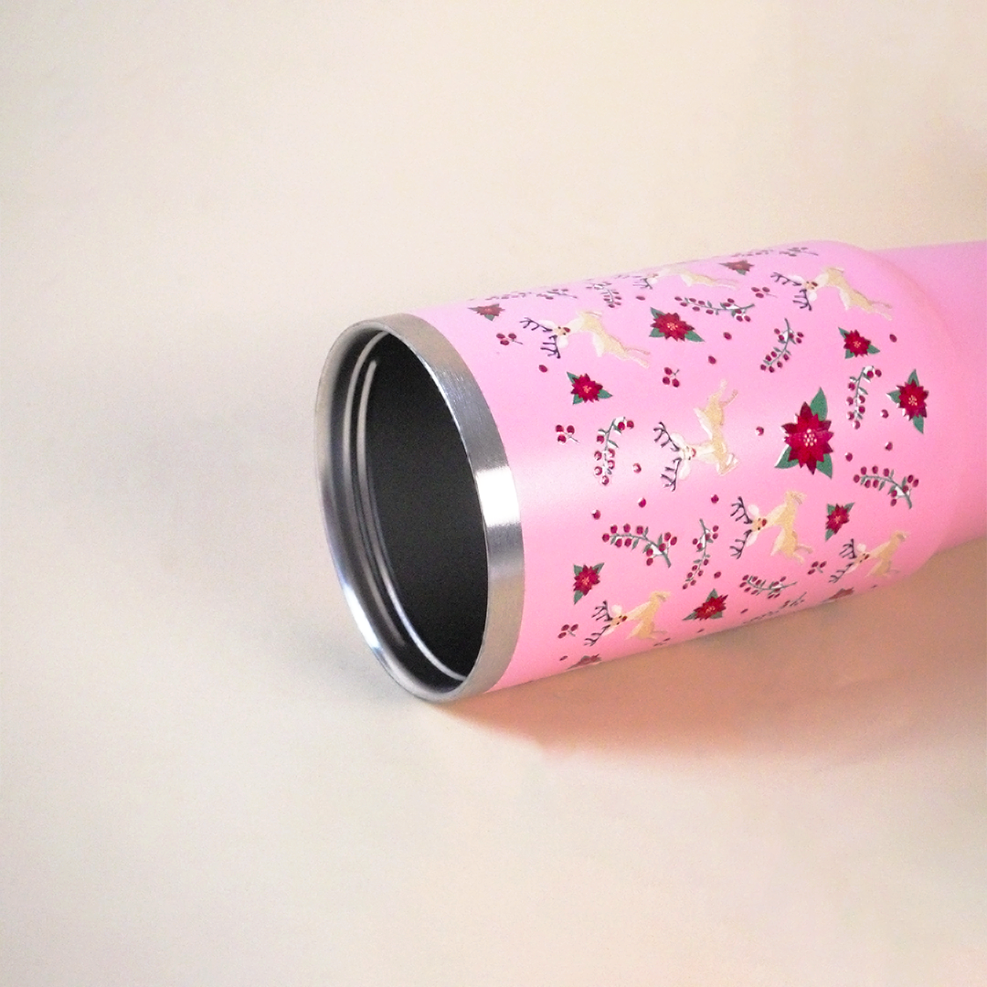 Hummingbird Floral Christmas Deer Tumbler