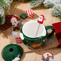 Santa Surprise Christmas Mug with Lid & Spoon (Random Color)