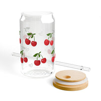 Personalized Red Cherry Glass coffee Tumbler