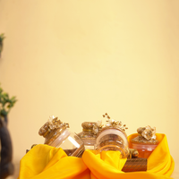 Set of 4 Golden Delight Festive Jar Set – Decorative Snack & Dry Fruit Jars for Gifting & Home Décor
