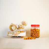 Set of 4 Golden Delight Festive Jar Set – Decorative Snack & Dry Fruit Jars for Gifting & Home Décor