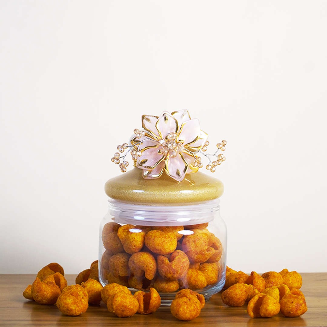 Set of 4 Golden Delight Festive Jar Set – Decorative Snack & Dry Fruit Jars for Gifting & Home Décor