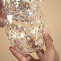 Set-2 Christmas Gingerbread & Stars -Double Wall Glass Mug