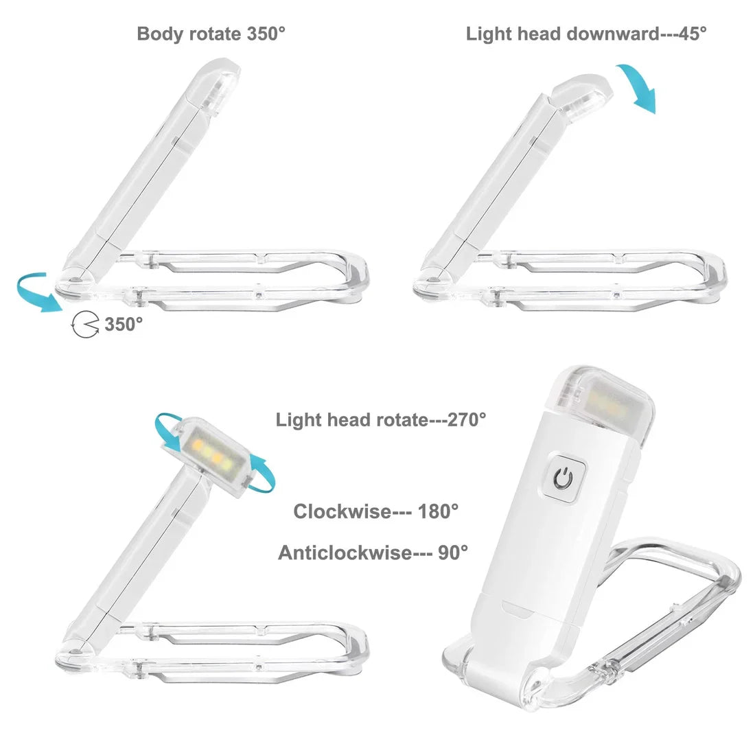 Rechargeable Book Reading Light | Brightness and Temperature Adjustable