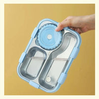 Stainless Steel Bento Lunch Box (3 Grid) With Bowl