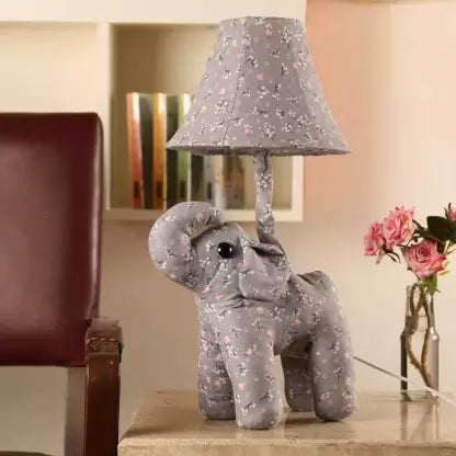 Elephant Table Lamp with Soft Toy for Living Room Table Lamp  (54 cm, Grey)