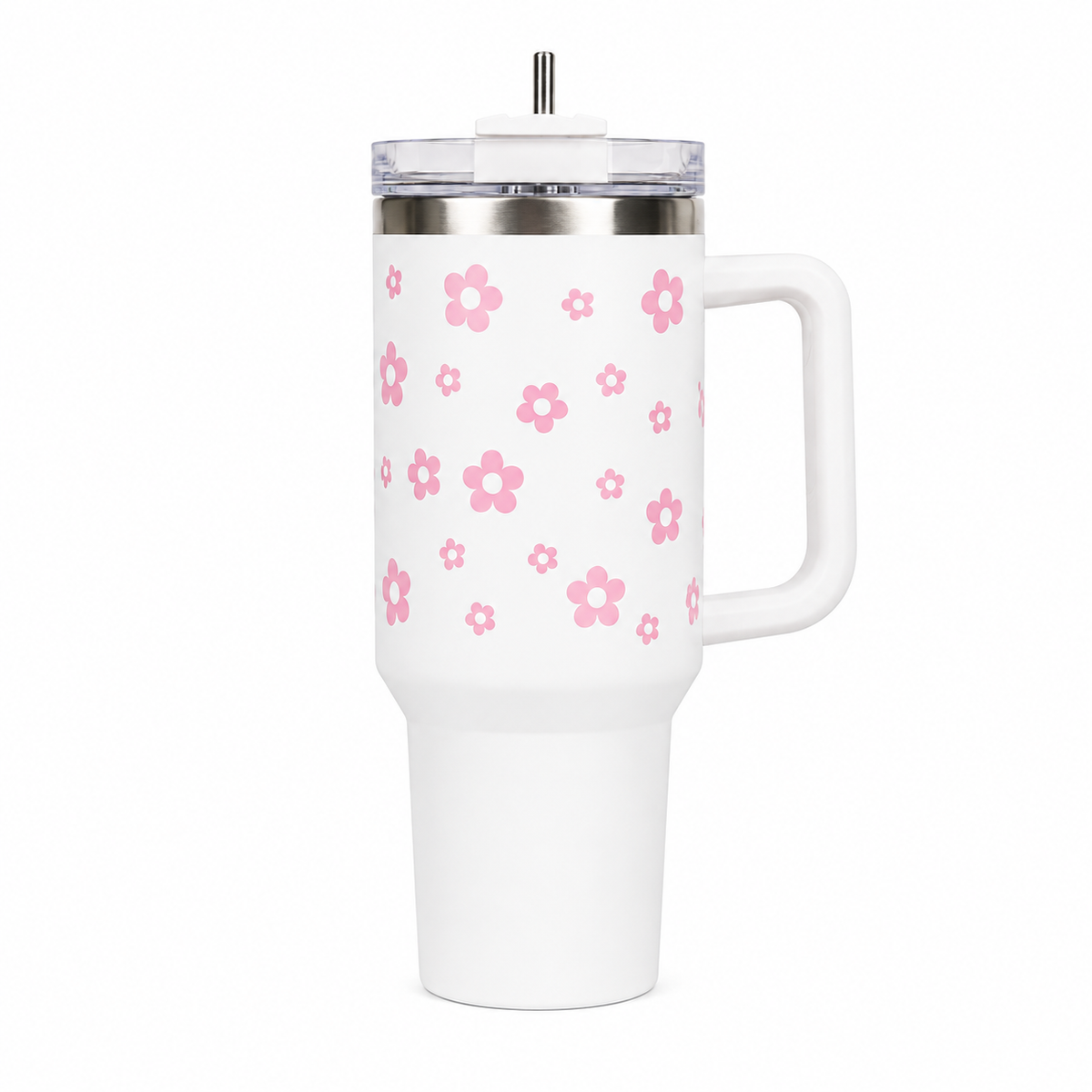 Pink Daisy Stainless Steel Tumbler