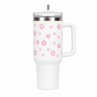 Pink Daisy Stainless Steel Tumbler
