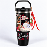 Personalised Photo Collage Tumbler with Handle, Love Message & Decorative Charms