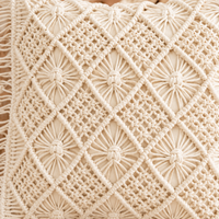 Macrame Fringe Cushion Covers – Set of 2, 16 × 16 Inch