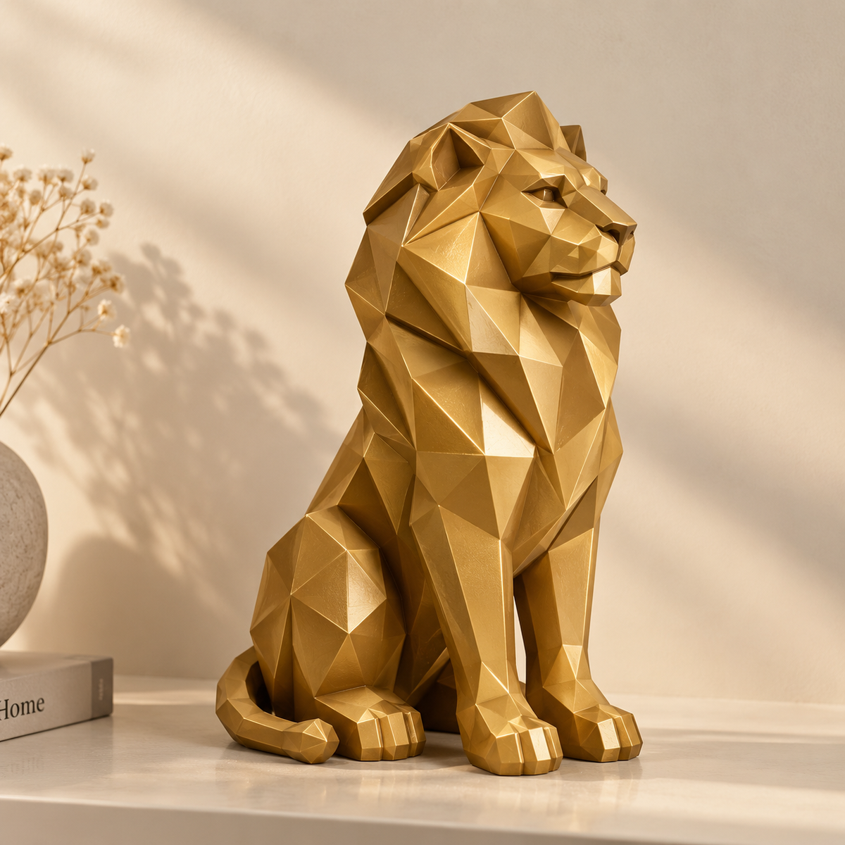 Geometric Lion Statue for Home Decor | Modern Decorative Animal Showpiece